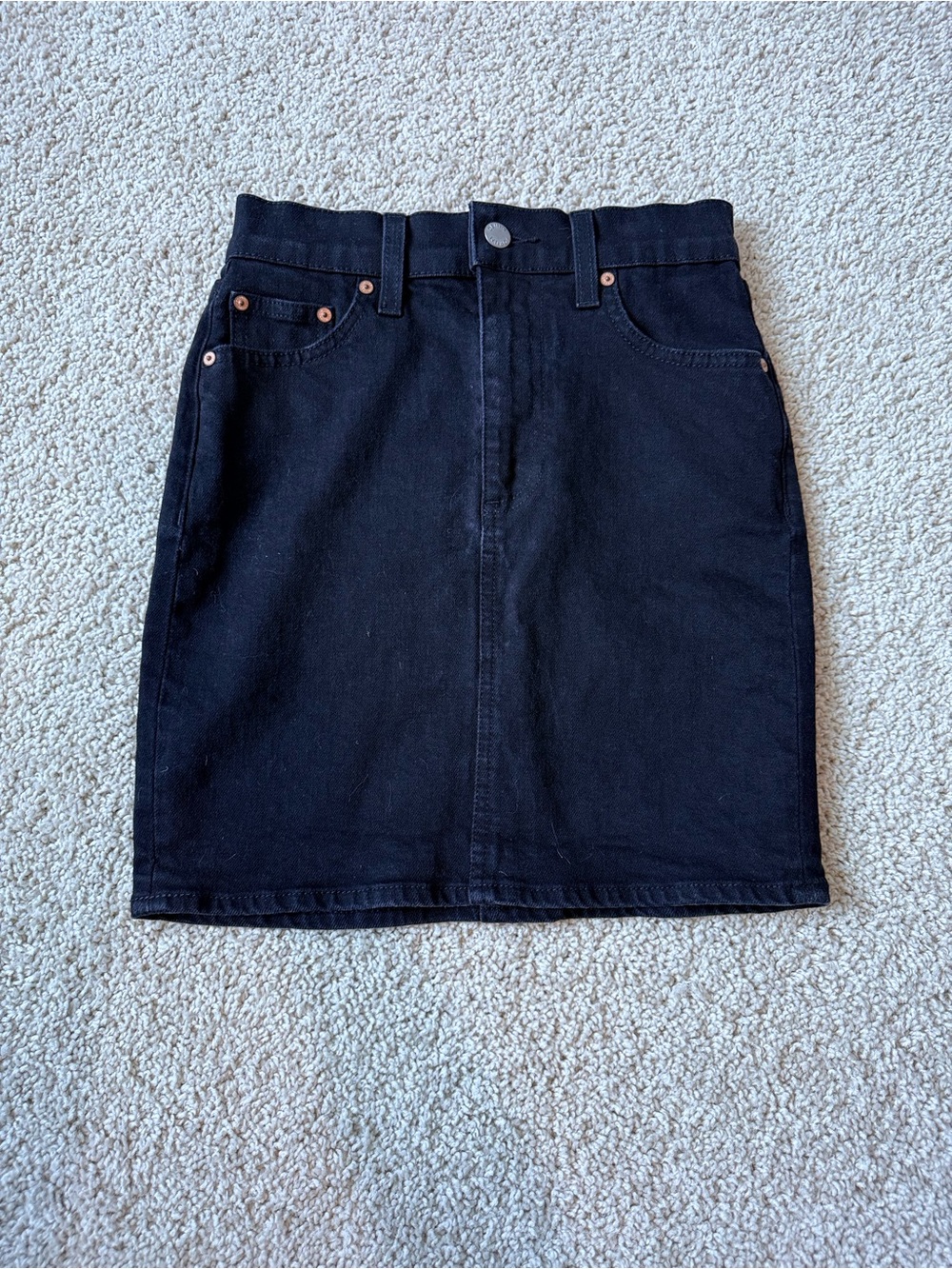 Denim Forum Black Midi Denim Skirt